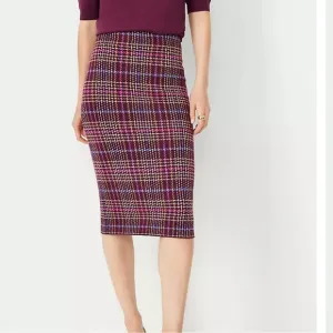 NWT. Ann Taylor Plaid Sweater Pencil Skirt