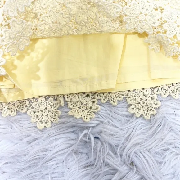 Nwt Anthropologie Elevanses Allamanda Yellow Lace Crochet Pencil Skirt Size 4