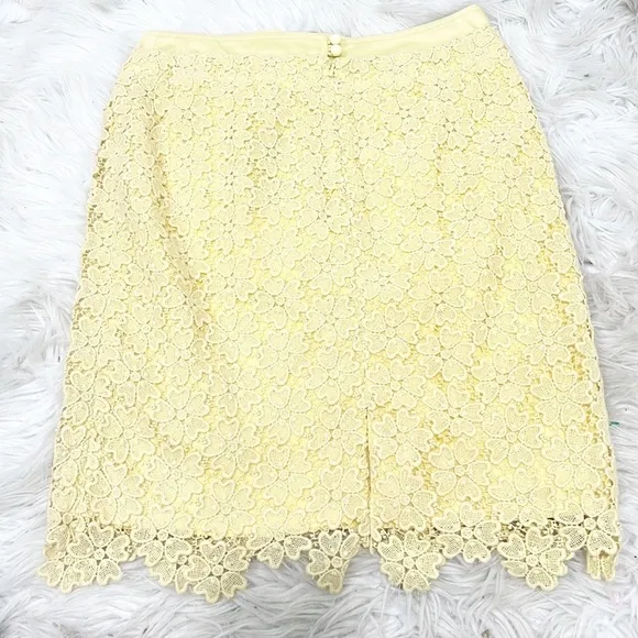 Nwt Anthropologie Elevanses Allamanda Yellow Lace Crochet Pencil Skirt Size 4