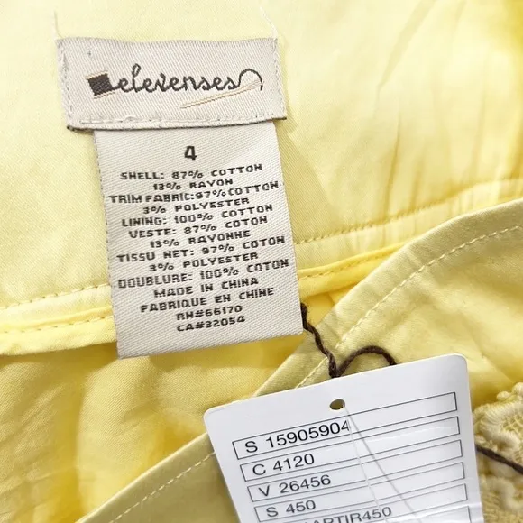 Nwt Anthropologie Elevanses Allamanda Yellow Lace Crochet Pencil Skirt Size 4