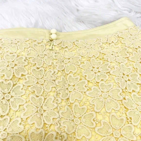 Nwt Anthropologie Elevanses Allamanda Yellow Lace Crochet Pencil Skirt Size 4