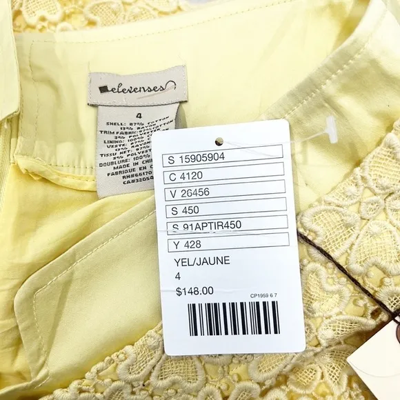 Nwt Anthropologie Elevanses Allamanda Yellow Lace Crochet Pencil Skirt Size 4