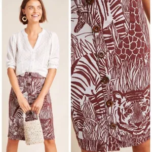 NWT Anthropologie Jillian Knit Pencil Skirt In Safari Print