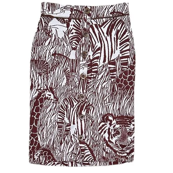 NWT Anthropologie Jillian Knit Pencil Skirt In Safari Print