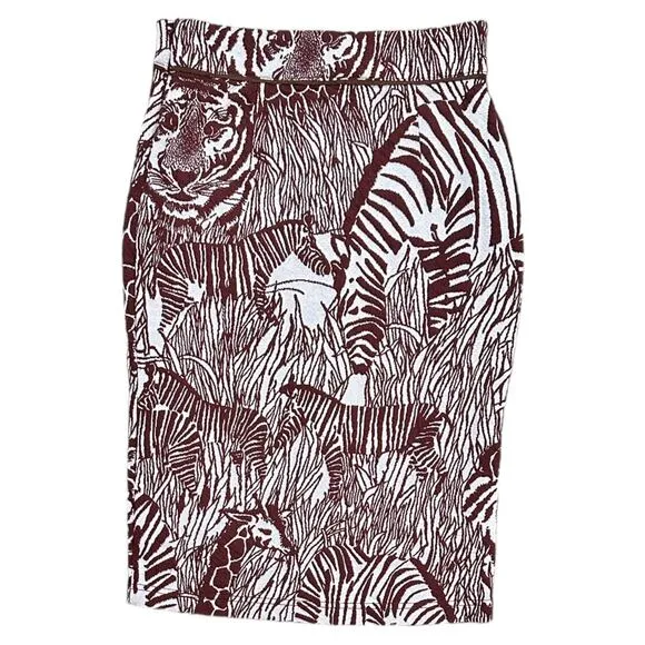 NWT Anthropologie Jillian Knit Pencil Skirt In Safari Print