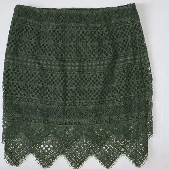 NWT Banana Republic Olive Green Lace Pencil Skirt - Size 4