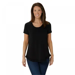 NWT Isaac Mizrahi Live! Scoop Neck Curved Ruffle Hem Knit Top. A378050-Reg M