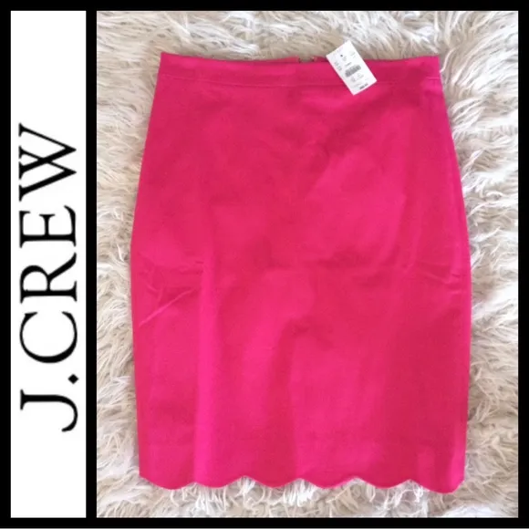 NWT J. Crew Scalloped Sateen Pencil Skirt