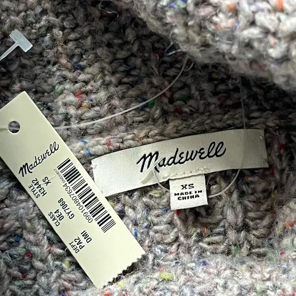 NWT Madewell Colorfleck Slouchy Ribbed Turtleneck Sweater XS