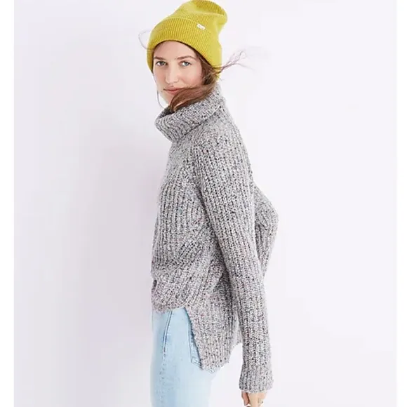 NWT Madewell Colorfleck Slouchy Ribbed Turtleneck Sweater XS