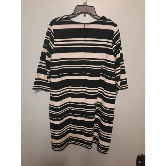 NWT Nadine West Love Ryan XL Black white Stripe Shift Dress