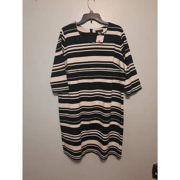 NWT Nadine West Love Ryan XL Black white Stripe Shift Dress