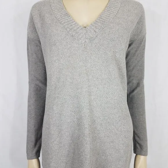 NWT Prana gray Heather V-Neck 100% Cotton Cedros Sweater Tunic ladies XS X-Small