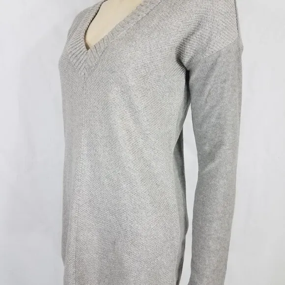 NWT Prana gray Heather V-Neck 100% Cotton Cedros Sweater Tunic ladies XS X-Small