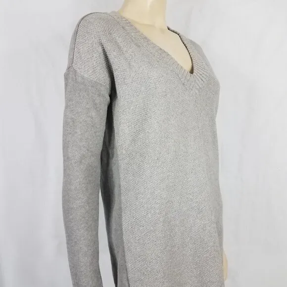 NWT Prana gray Heather V-Neck 100% Cotton Cedros Sweater Tunic ladies XS X-Small