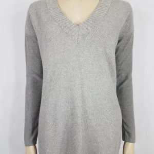 NWT Prana gray Heather V-Neck 100% Cotton Cedros Sweater Tunic ladies XS X-Small