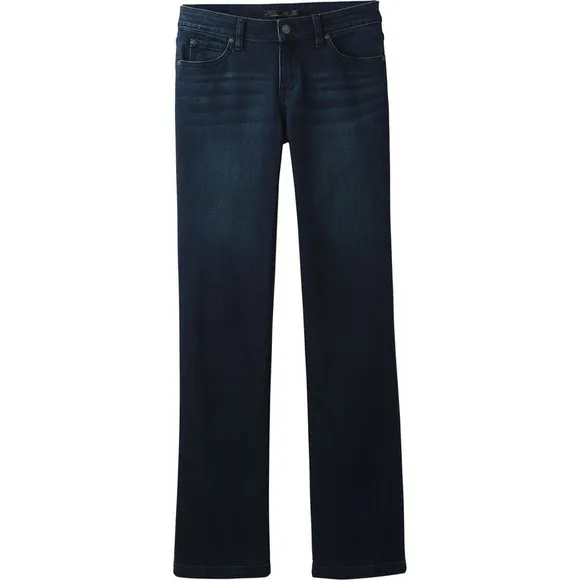 NWT prAna Sz 12 / 31 Tall Dark Indigo Bootcut Geneva Denim Jeans Sustainable