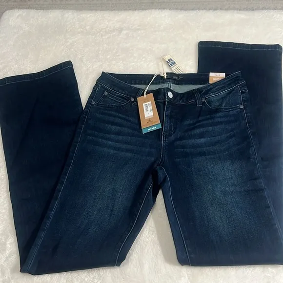 NWT prAna Sz 12 / 31 Tall Dark Indigo Bootcut Geneva Denim Jeans Sustainable