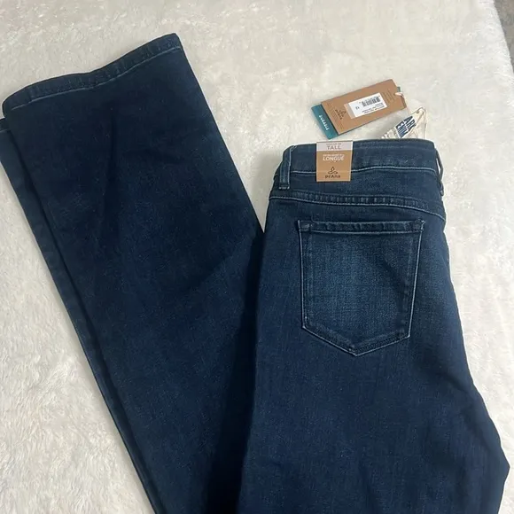 NWT prAna Sz 12 / 31 Tall Dark Indigo Bootcut Geneva Denim Jeans Sustainable