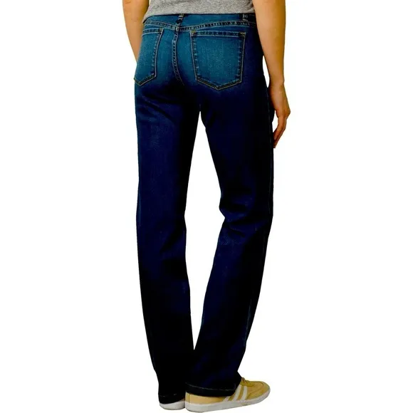 NWT prAna Sz 12 / 31 Tall Dark Indigo Bootcut Geneva Denim Jeans Sustainable