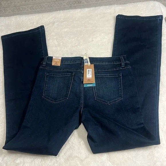 NWT prAna Sz 12 / 31 Tall Dark Indigo Bootcut Geneva Denim Jeans Sustainable