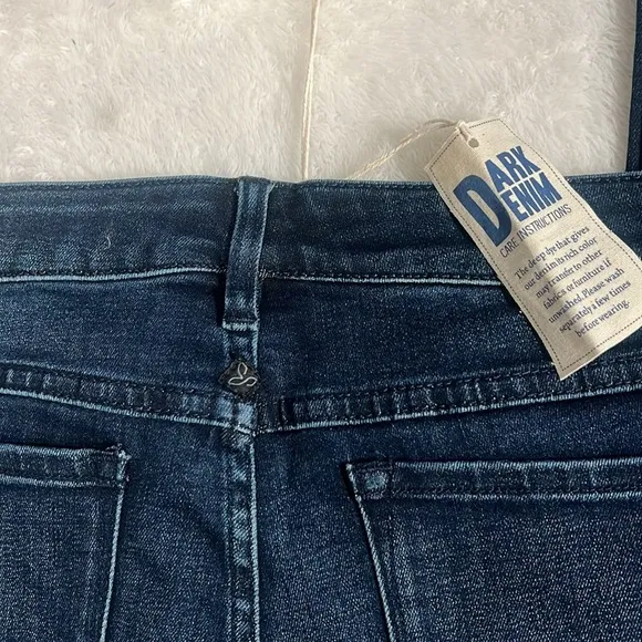 NWT prAna Sz 12 / 31 Tall Dark Indigo Bootcut Geneva Denim Jeans Sustainable