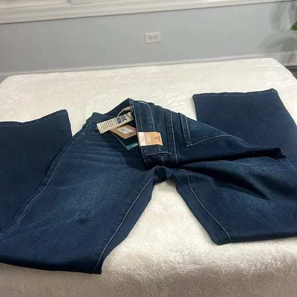 NWT prAna Sz 12 / 31 Tall Dark Indigo Bootcut Geneva Denim Jeans Sustainable