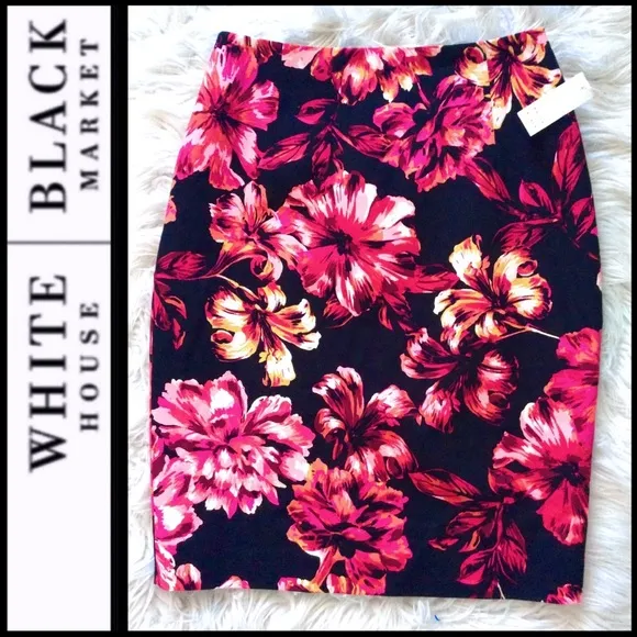 NWT WHBM Floral Stretch Pencil Skirt