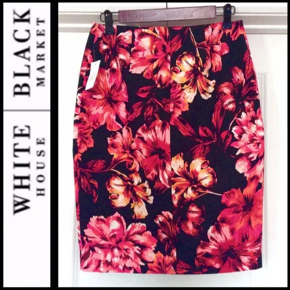 NWT WHBM Floral Stretch Pencil Skirt