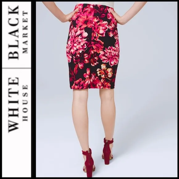NWT WHBM Floral Stretch Pencil Skirt
