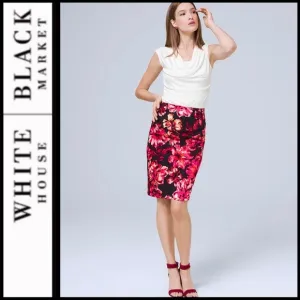 NWT WHBM Floral Stretch Pencil Skirt