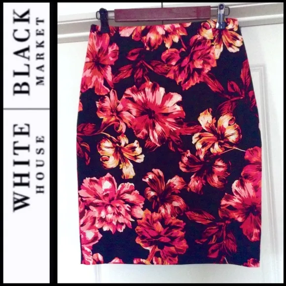 NWT WHBM Floral Stretch Pencil Skirt
