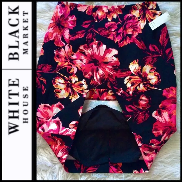 NWT WHBM Floral Stretch Pencil Skirt