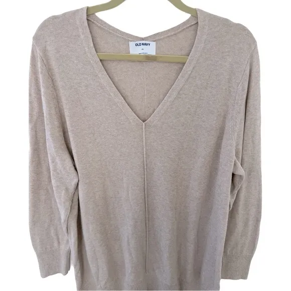 OLD NAVY • Women’s Oatmeal Beige V-Neck Tunic Sweater
