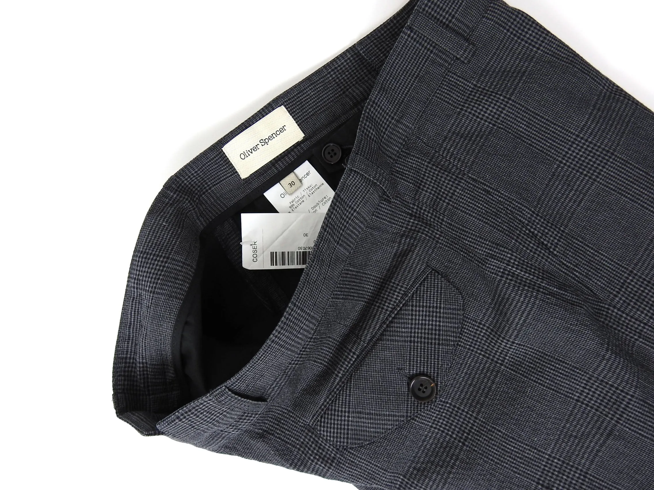 Oliver Spencer Check Trouser Grey Size 30