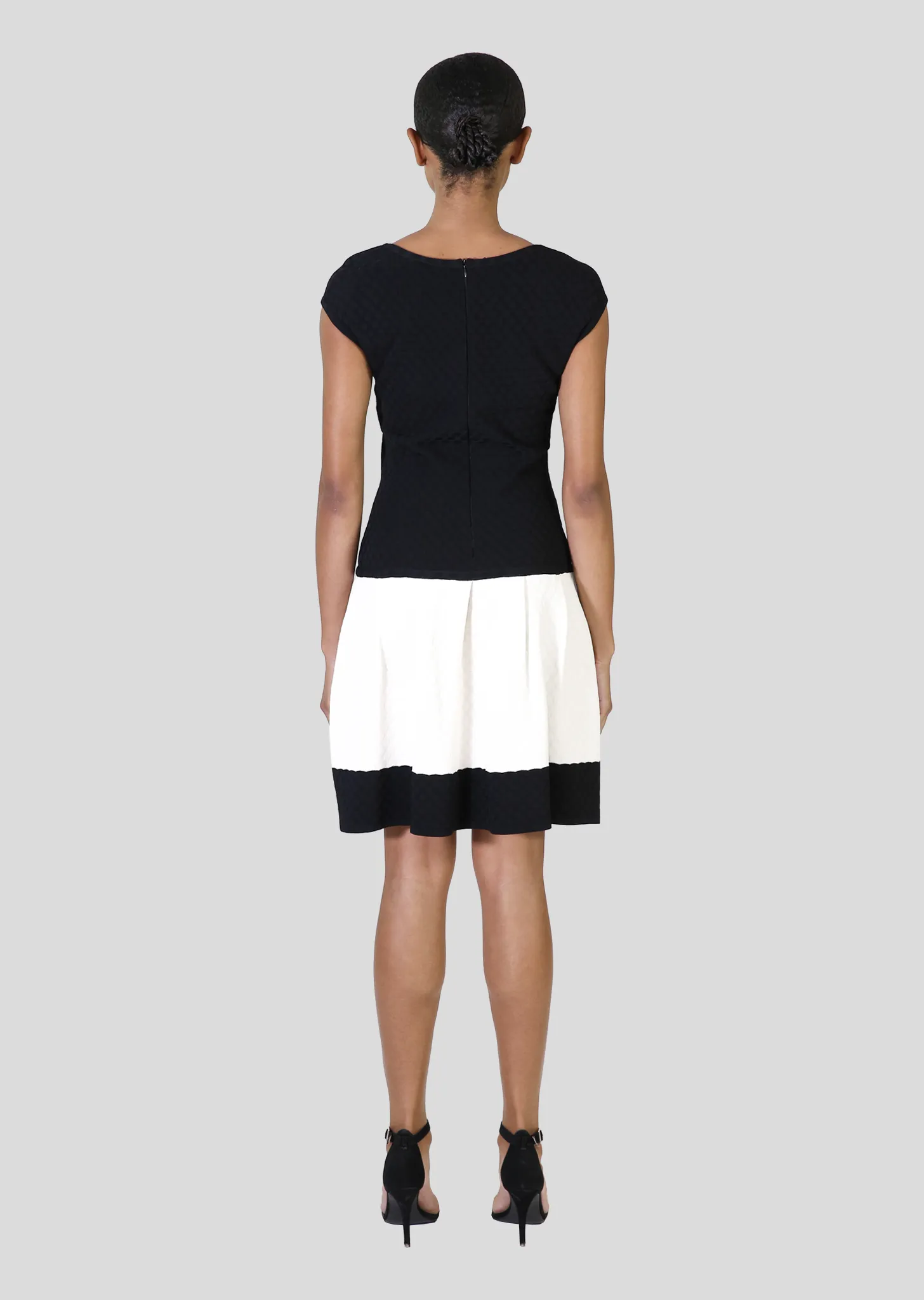 Ophelia - Black Textured Polka Dot Dress
