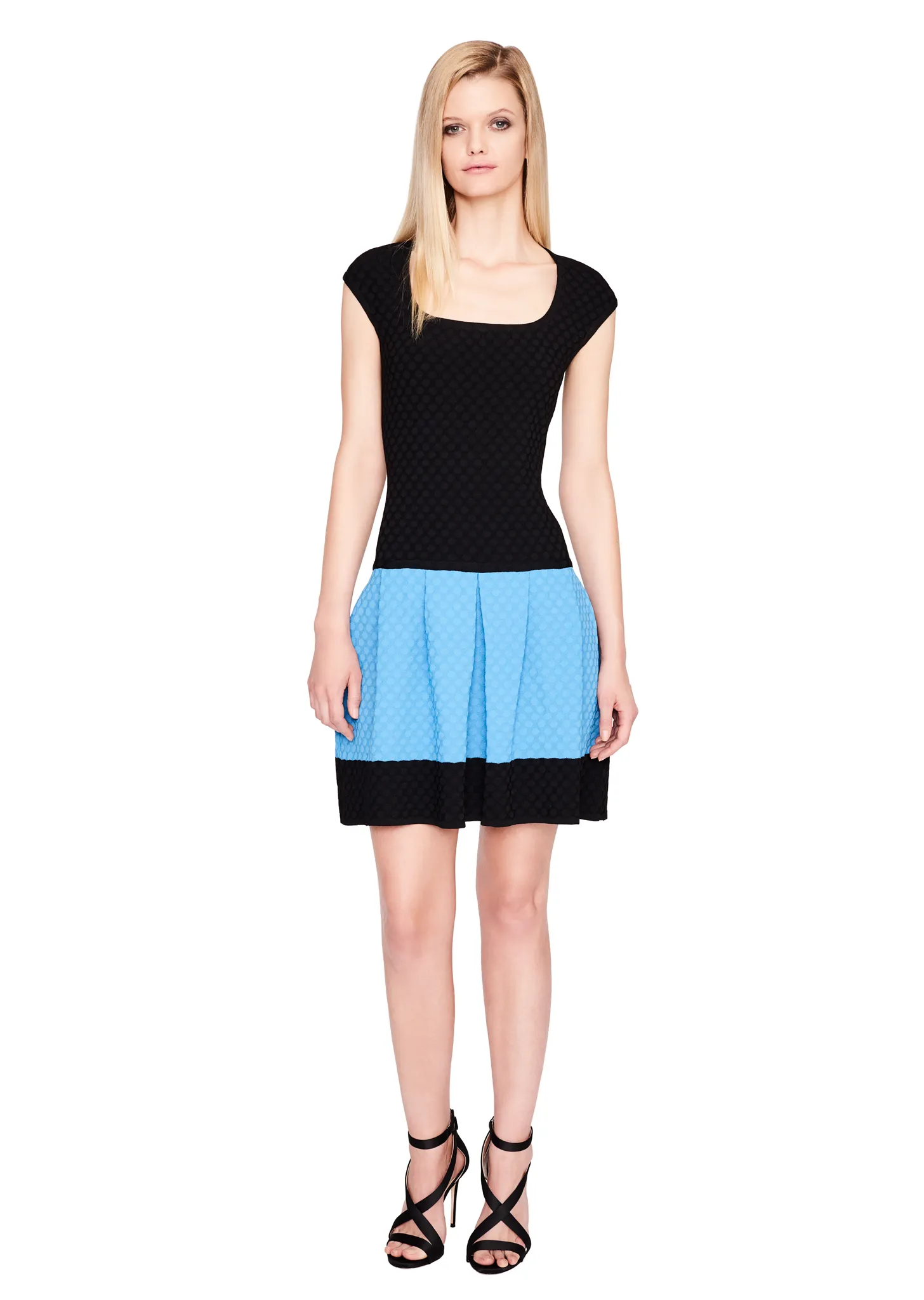 Ophelia - Black Textured Polka Dot Dress