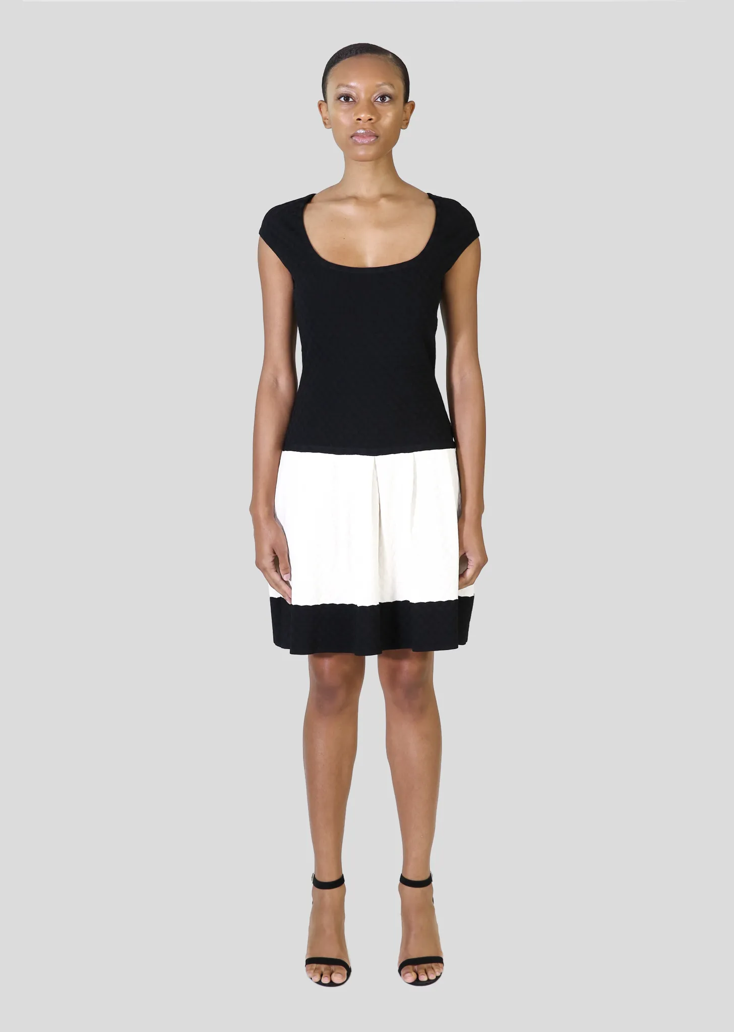 Ophelia - Black Textured Polka Dot Dress