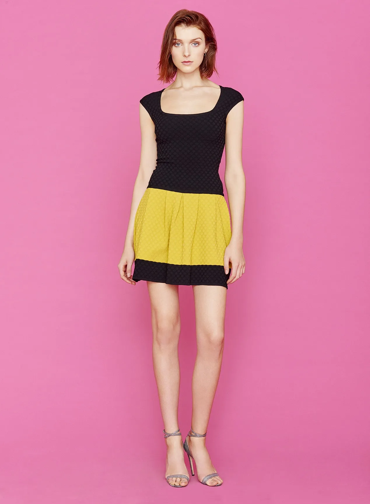 Ophelia - Black Textured Polka Dot Dress