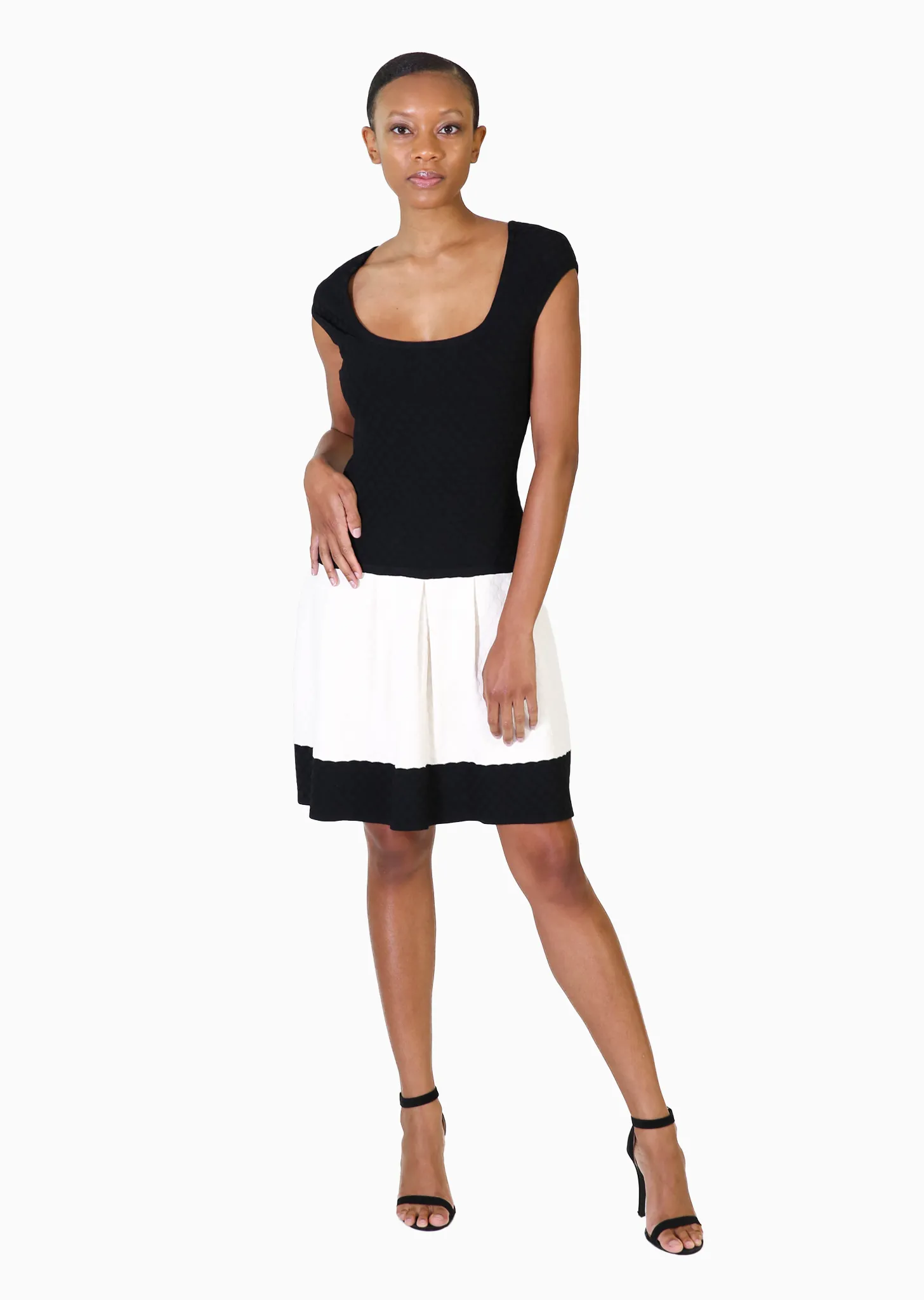 Ophelia - Black Textured Polka Dot Dress