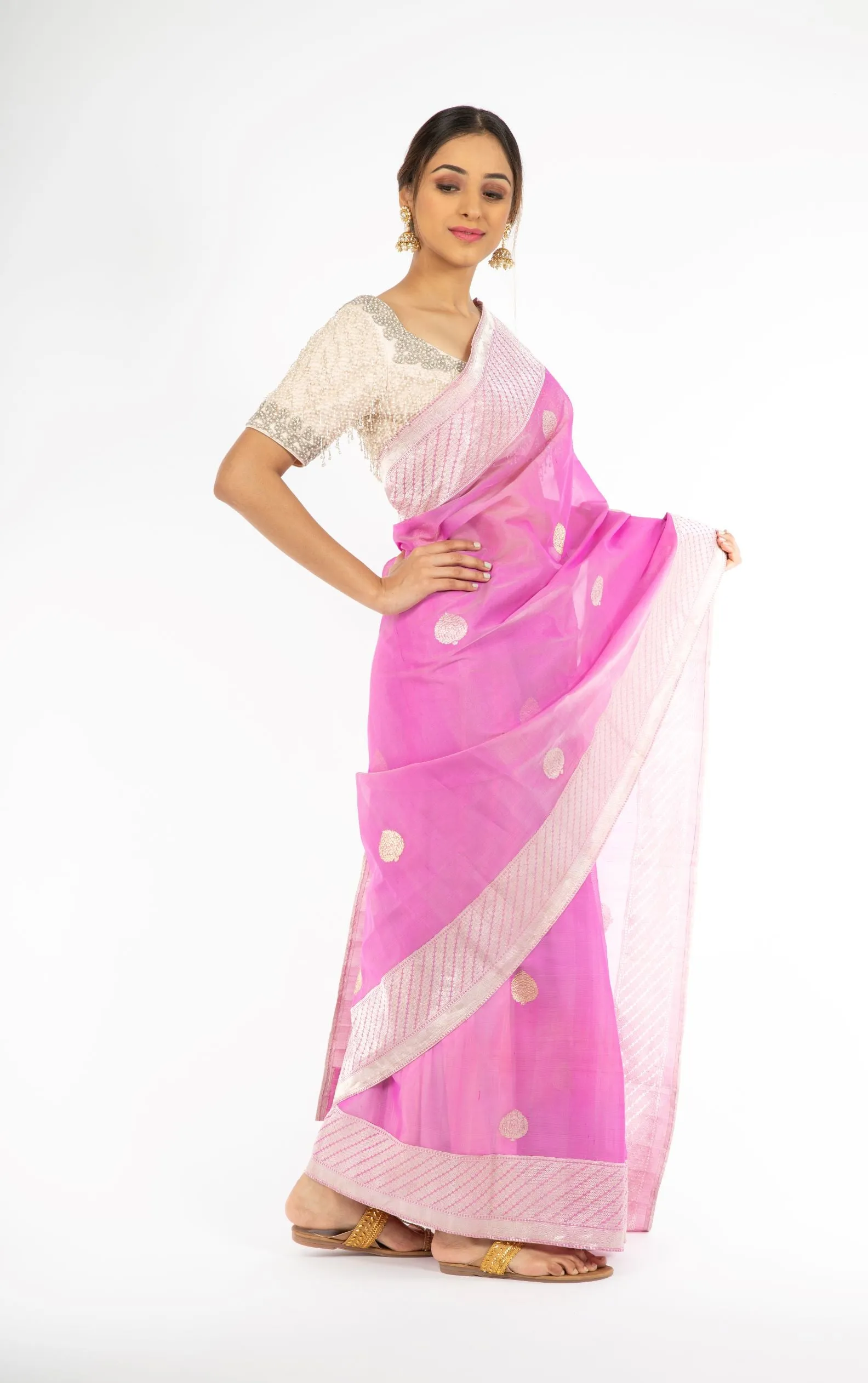 Opulent Purple Color Kora Silk Saree with Sona Rupa Zari
