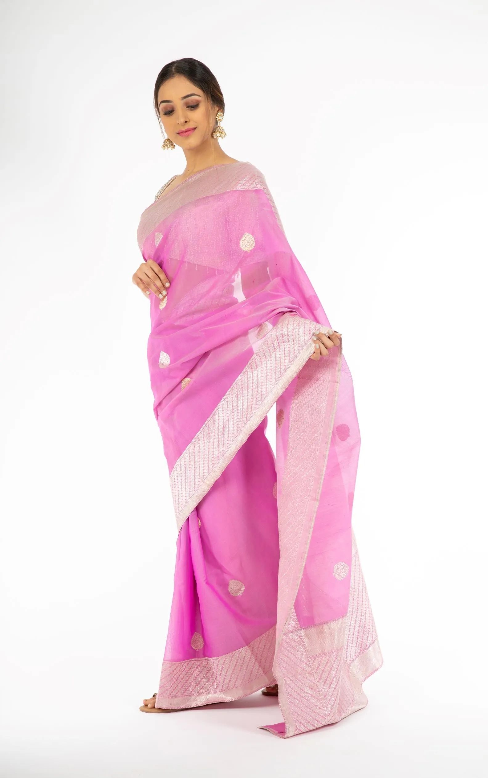 Opulent Purple Color Kora Silk Saree with Sona Rupa Zari