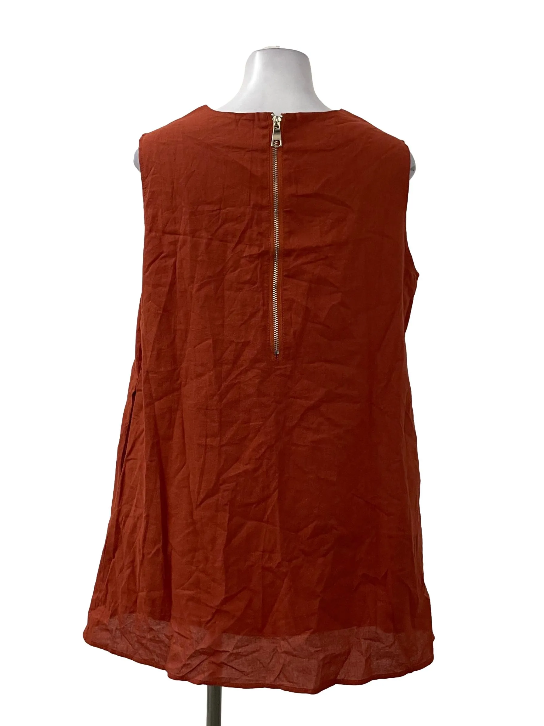 Orange Round Neck Shift Dress