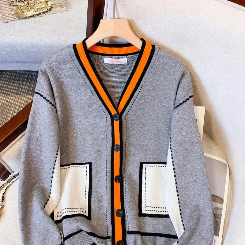 Oversized Sweater V Neck Loose Knitwear