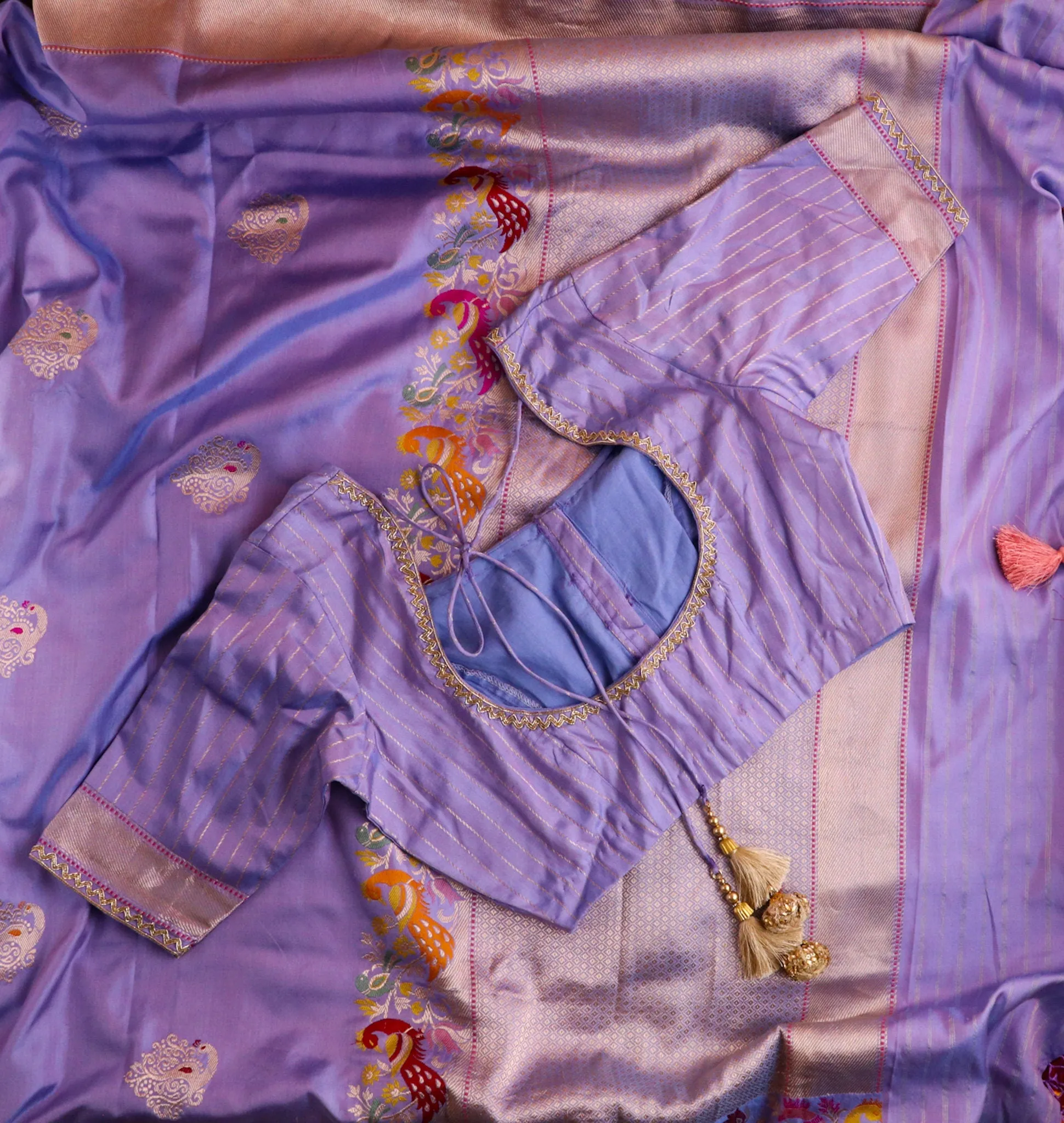 Paithani saree menakari saree saree blouse saree stitched blouse handloom saree pastel color saree lyte weight saree