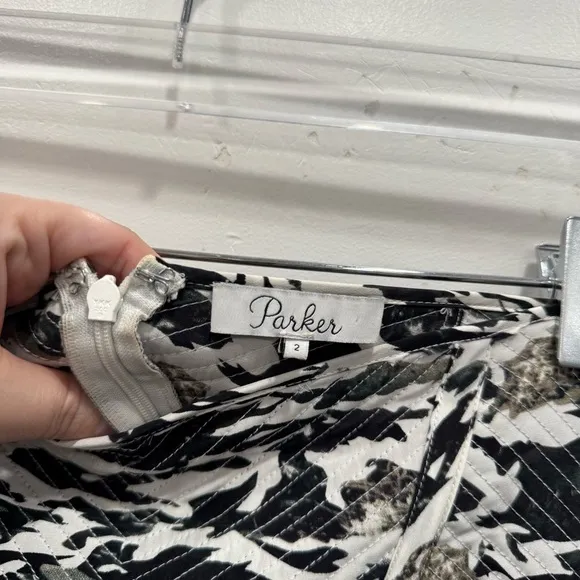 Parker Silk Camo Flounce Hem Mini Skirt Size 2