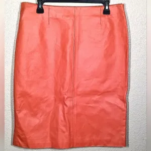 Peach Leather Spiegal Pencil Skirt