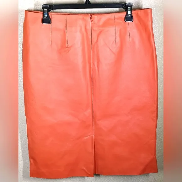 Peach Leather Spiegal Pencil Skirt