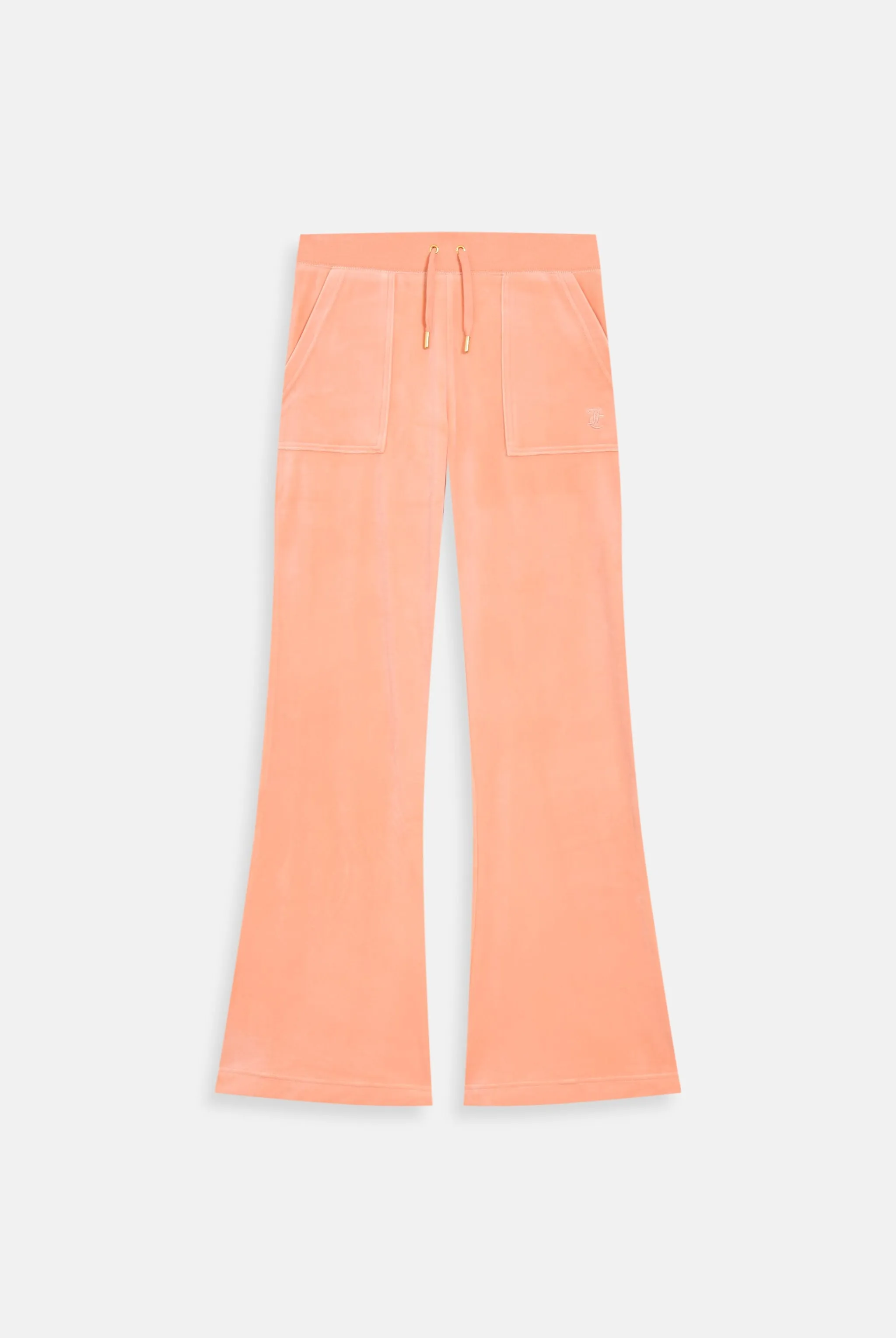 PEACH PINK / GOLD LOW RISE FLARE CLASSIC VELOUR TRACK PANT