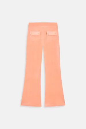 PEACH PINK / GOLD LOW RISE FLARE CLASSIC VELOUR TRACK PANT